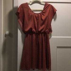 Bar III orange and blue off the shoulder dress